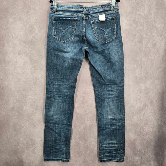 Vigoss Blue Skinny Distress Tapered Cotton Denim Jeans 9 - Picture 2 of 8